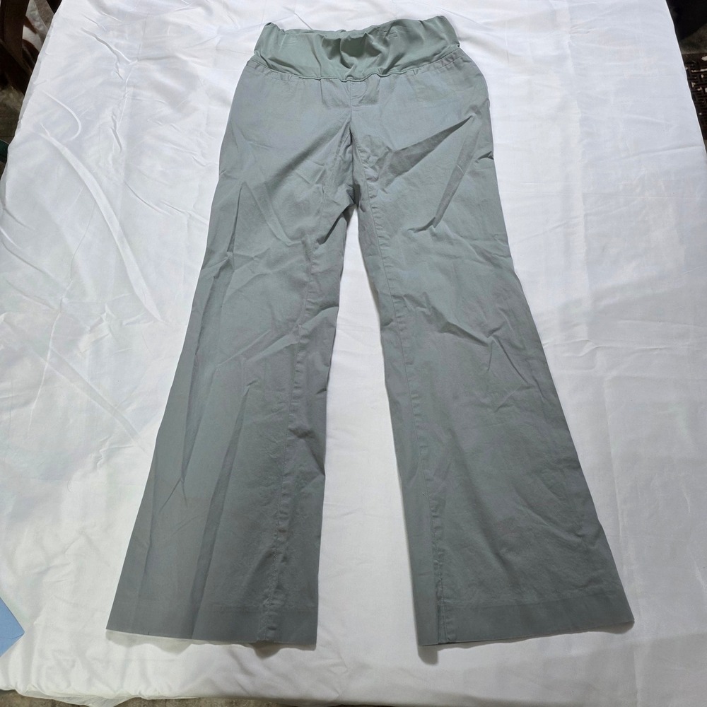 Gap Maternity Pants Sage Green Wide Leg Under Belly Elastic Waist Size 2 Regular